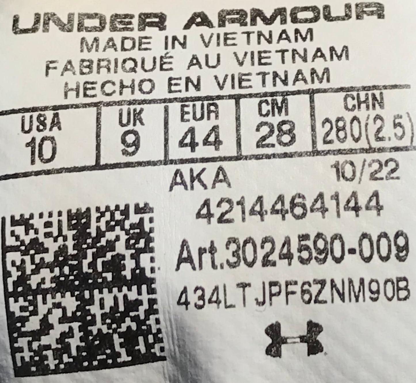 EUR SIZE 44 | Under Armour Men's Charged Assert 9