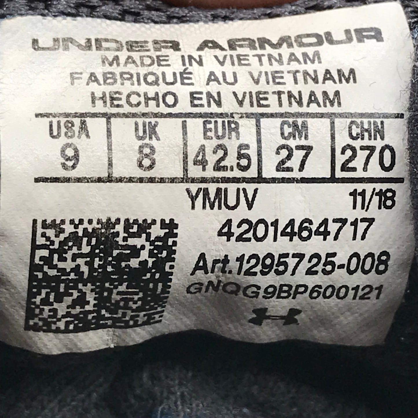 EUR SIZE 42.5 | Under Armour athletic shoes,