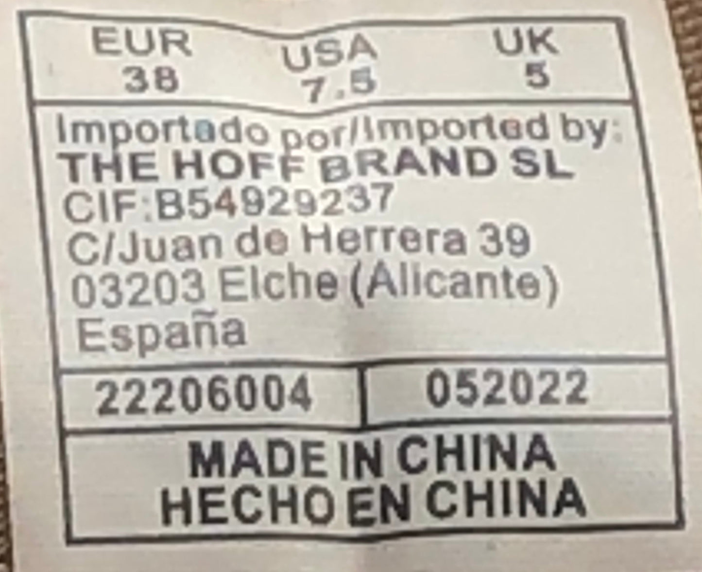 EUR SIZE 38 | BIG BEN