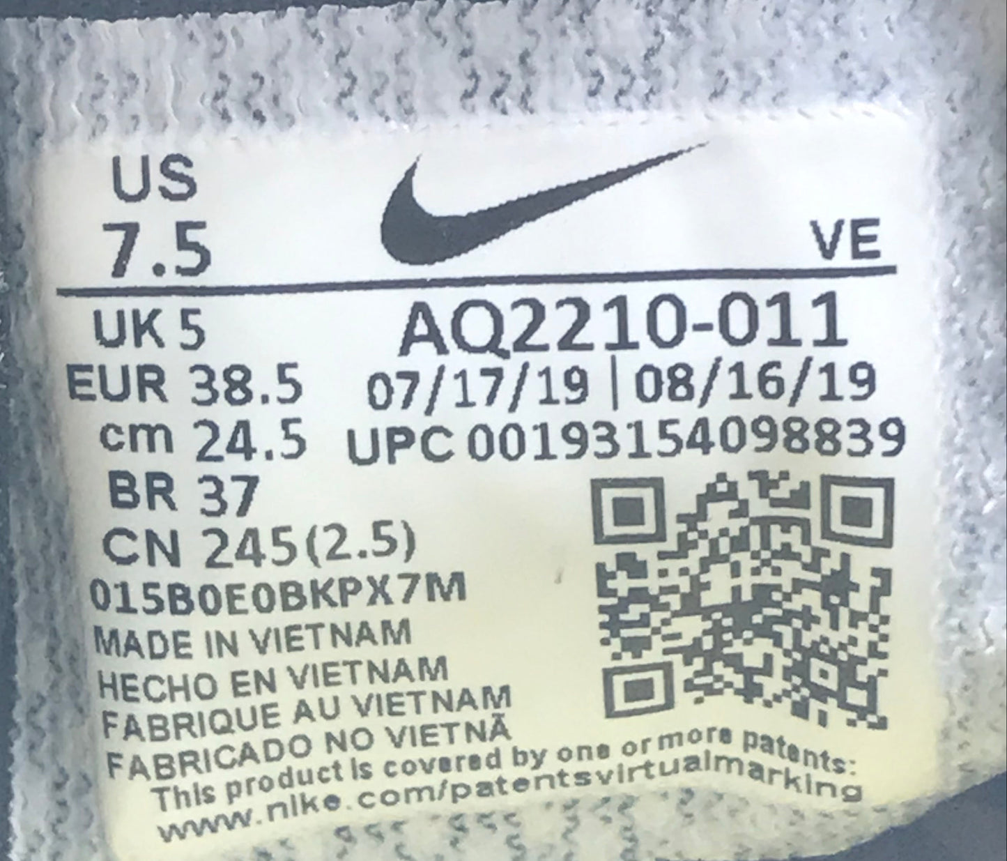 EUR SIZE 38.5 | NIKE AIR ZOOM PEGASUS 36